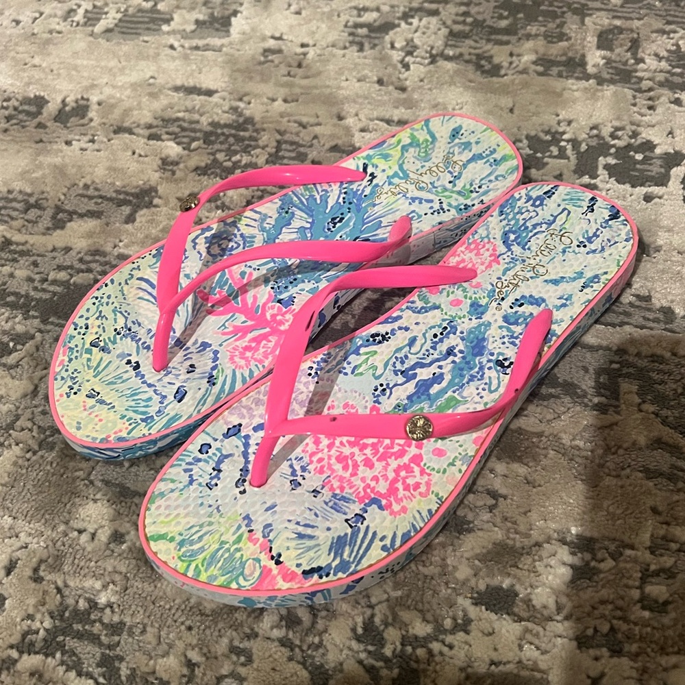 Lily Pulitzer Pink Flip Flops Size 9/10